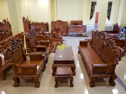 Bộ bàn ghế hoàng gia gõ đỏ màu cổ điển– BBG078C