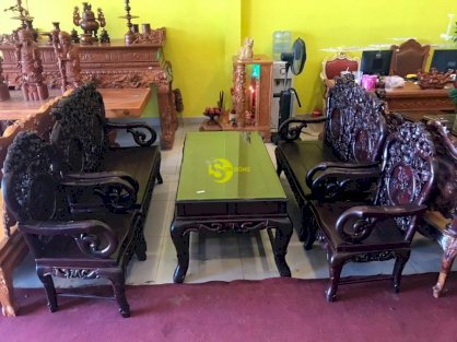 Bộ bàn ghế nho trúc 7 món gỗ trắc đỏ Lào xịn – BBG529