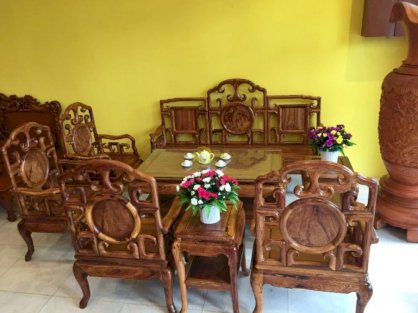 Bộ bàn ghế triện móc gỗ cẩm lai – BBG411