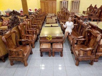 Bàn ghế gỗ cẩm lai xịn | Minh quốc triện tay 10, 10 món – BBG432