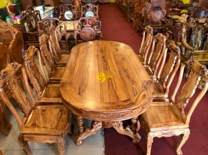 Bộ bàn ăn gỗ cẩm lai 8 ghế – BBA159C
