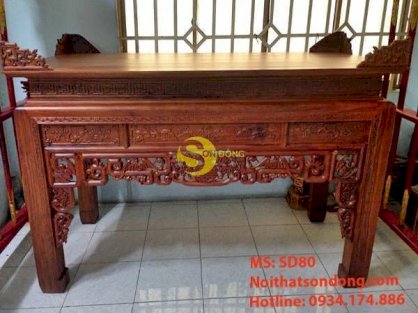 Bàn thờ ngũ phúc gỗ hương 1,97m-SD80