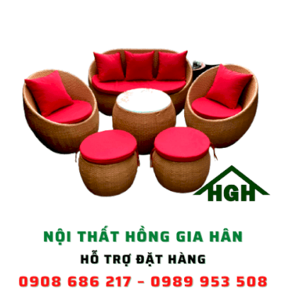 Sofa mây nhựa bo tròn HGH115