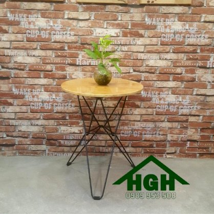 Bàn cafe kết hợp mặt gỗ chân sắt HGH409