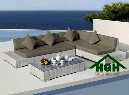 Bàn ghế sofa mây nhựa chân thấp HGH506