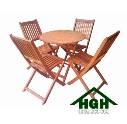 Bàn ghế gỗ  xếp cafe HGH355