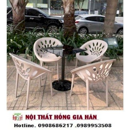 Bàn ghế cafe nhựa tổ ong HGH493