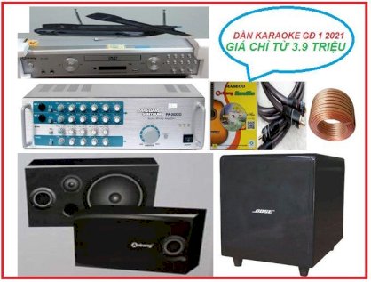 Dàn Karaoke gia đình Amply JARGUAR PA-203XG + đầu Karaoke Arirang AR-36D + Loa ACNOS  SL-66