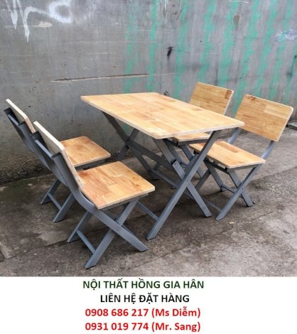 Bộ ghế gỗ xếp quán ăn HGH631