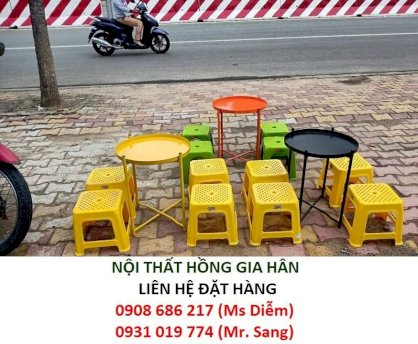 Bàn ghế cafe nhựa ngoài trời HGH694