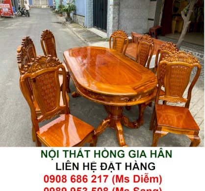 Bàn ghế phòng khách hoa văn gỗ cao cấp HGH800