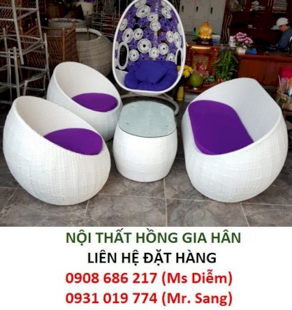 Bàn ghế sofa bo tròn hình trứng HGH307