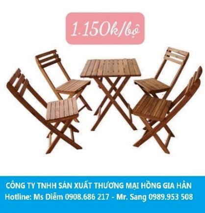 Bàn ghế gỗ chân xếp HGH1150