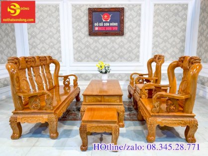 Bộ bàn ghế gõ đỏ đào vai cong Sài Gòn 6 món tay 12 - BBG282