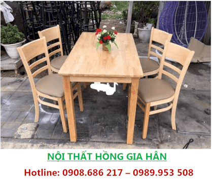 Bộ bàn ăn gỗ tròn có nệm HGH