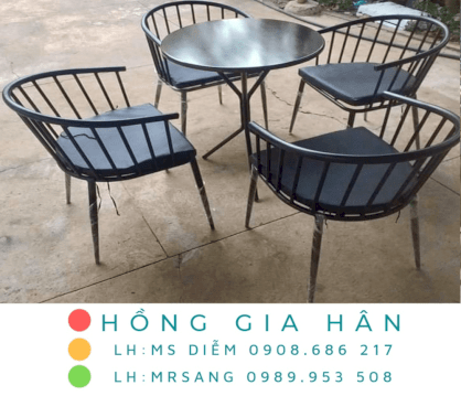 Bộ bàn ghế sắt sơn tĩnh điện Hồng Gia Hân BGS14