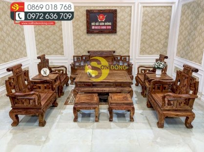 Bộ bàn ghế sơn thủy gỗ cẩm lai 10 món chân 12 – BBG1440