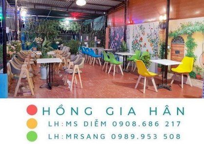 Bàn ghế cafe, trà sữa bằng gỗ Hồng Gia Hân B42