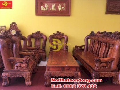 bộ bàn ghế nghê đỉnh gỗ cẩm lai tay 20 – BBG899