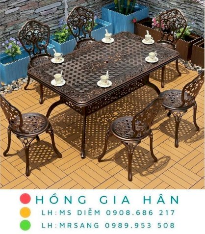 Bàn ghế nhôm đúc sang trọng cho Villa, Resort Hồng Gia Hân A138