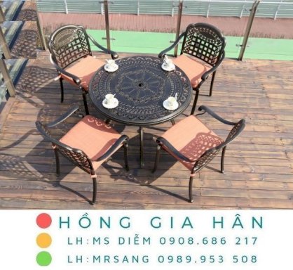 Bộ bàn ghế nhôm đúc mẫu Hồng Gia Hân A55