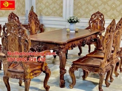 Bộ Bàn ăn hoàng gia Dafne Minerva gỗ cẩm lai Việt Nam 8 ghế