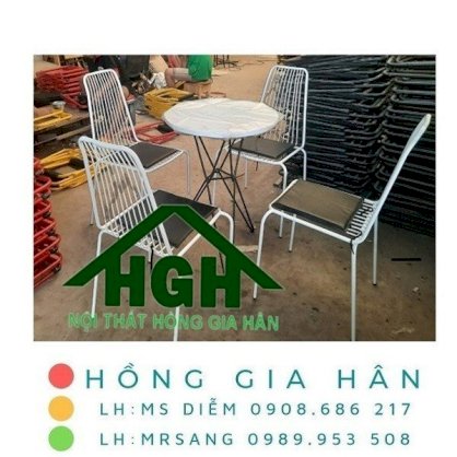 Bàn ghế cafe sắt giá tốt Hồng Gia Hân MS246