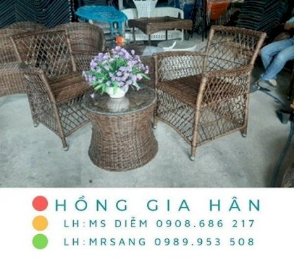 Bàn ghế nhựa giả mây TP.HCM Hồng Gia Hân Lux09