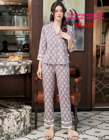 Bộ lụa pijama thu đông - TD415