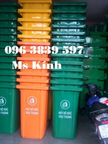 Thùng rác nhựa 240 lít Thái Lan nắp kín có bánh xe