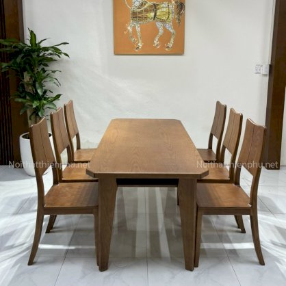 Bộ bàn ăn 6 ghế gỗ sồi hThiên Phú