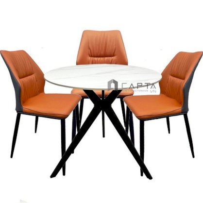 Bộ bàn ghế cafe tiếp khách mặt đá 3 ghế chân sắt đen4 | SL TE1539-08E / ECO 13A-P | Nội thất CAPTA