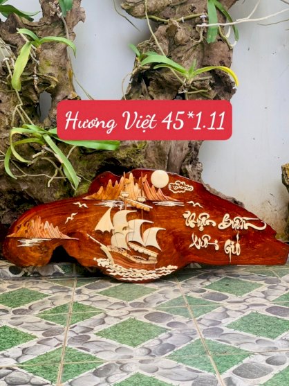 Tranh Thuận buồm xuôi gió gỗ hương 08