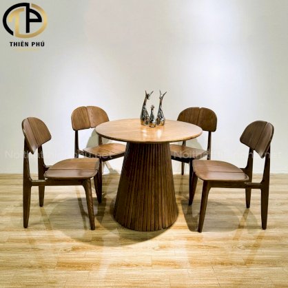 Bộ bàn ăn tròn 4 ghế gỗ tần bì Bắc Âu BGA088