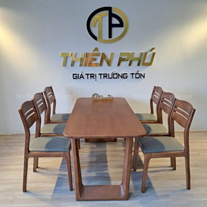 Bộ bàn ăn gỗ 6 ghế bọc nệm cao cấp TP24