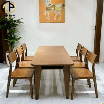 Bộ bàn gỗ 2 tầng 6 ghế hiện đại BAG056