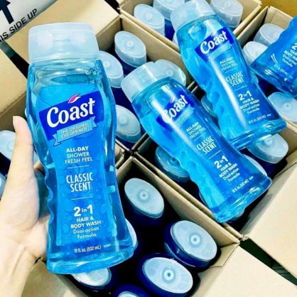 Chai gội tắm 2 in 1 Coast Classic Scent Hair & Body Wash xanh dương nhập Mỹ 532ml