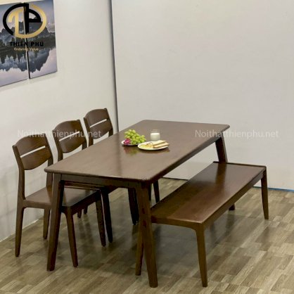 Bộ bàn ăn 3 ghế gỗ Vega kèm băng dài