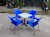 bộ bàn ghế cafe nhựa đúc chân inox màu xanh dương đậm