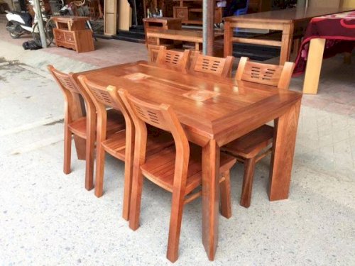 Bộ bàn ghế ăn gỗ xoan đào - Đồ gỗ Đỗ Mạnh (Ảnh 1)