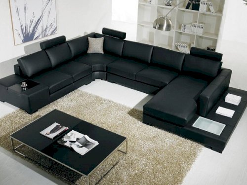 Bộ ghế sofa nỉ màu đen ghi KD029 • KDTVN