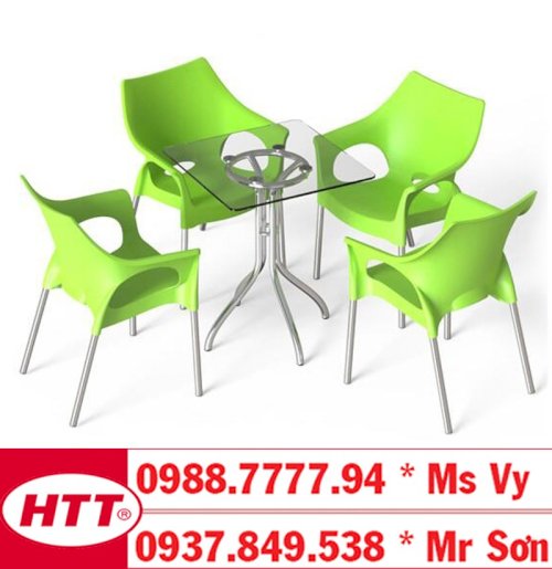 Bàn ghế cafe nhựa đúc chân inox ống 27 Hoàng Trung Tín - HTT2018-O27 (Ảnh 1)