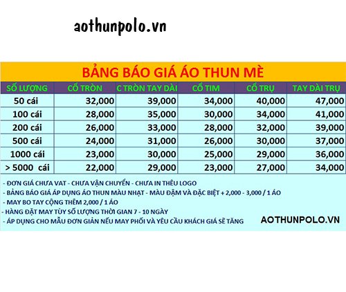 bảng báo giá vải thun mè