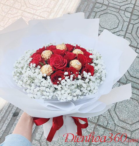 Socola Ferrero Rocher hoa tặng Valentine hoa ăn được
