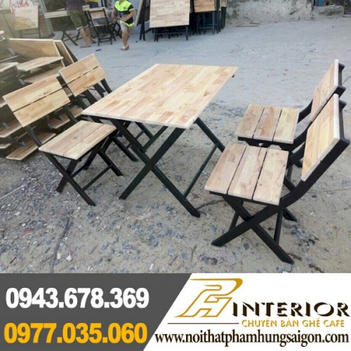 Bộ bàn ghế gỗ xếp quán ăn Phạm Hùng PHSG-049 (Ảnh 1)