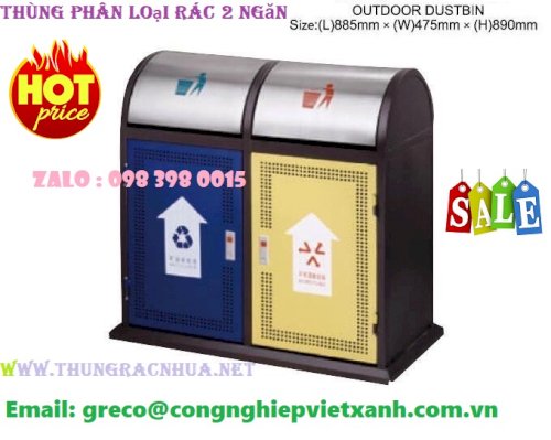 thung phan loai rac 2 ngan