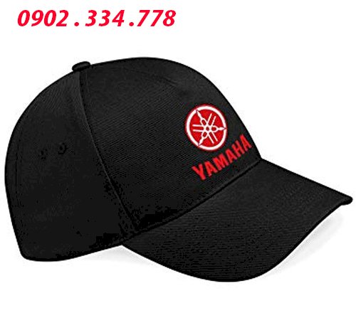 xưởng may mũ lưỡi trai yamaha đen thêu logo đỏ