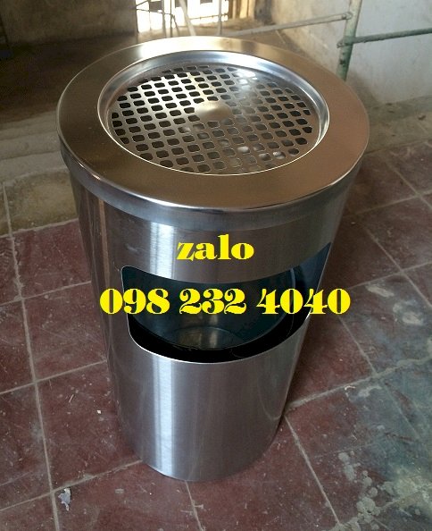 Thùng Rác Inox Gạt Tàn Thuốc HCM – Ø300 x 610H