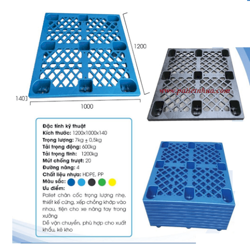 Pallet nhựa 1200x1000x140mm