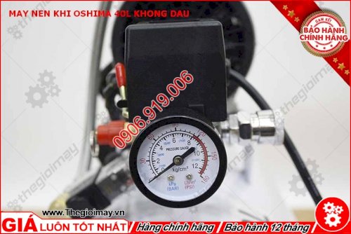 Đồng hồ máy nén khí không dầu oshima 40 lít